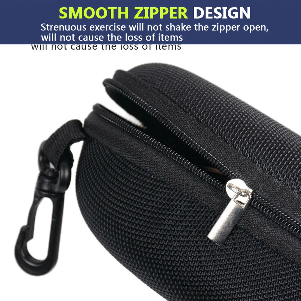 Paquete de 1-10 gafas estuche rígido caja gafas de sol protector carcasa cremallera clip para cinturón Foto 3 de 4