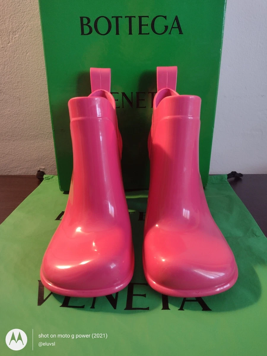 Bottega Veneta sz EU 37 Pink Rubber Rain Booties AUTHENTIC FULL INCLUSION