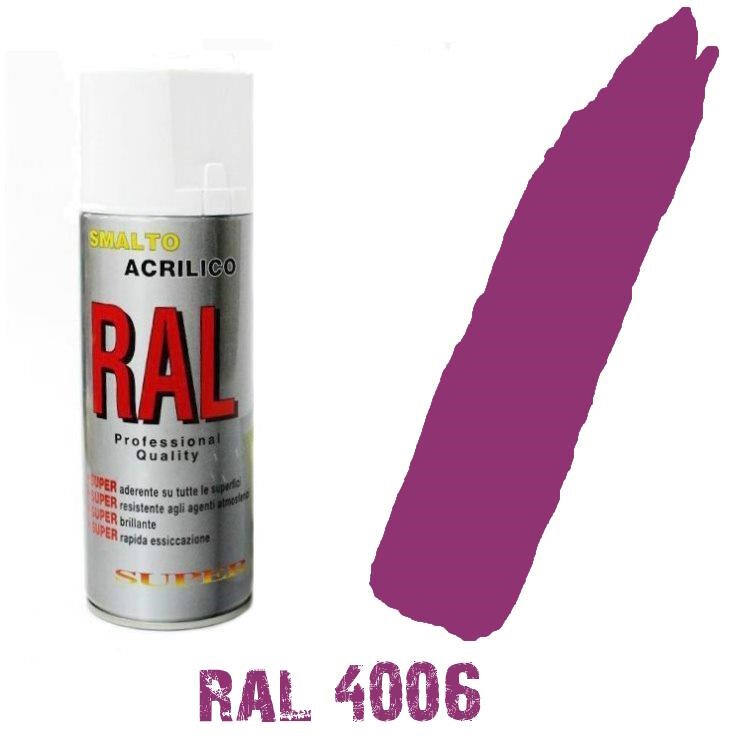 BOMBOLETTA SPRAY RAL PORPORA VIOLA 4006 ACRILICO VERNICE BRILLANTE LUCIDO