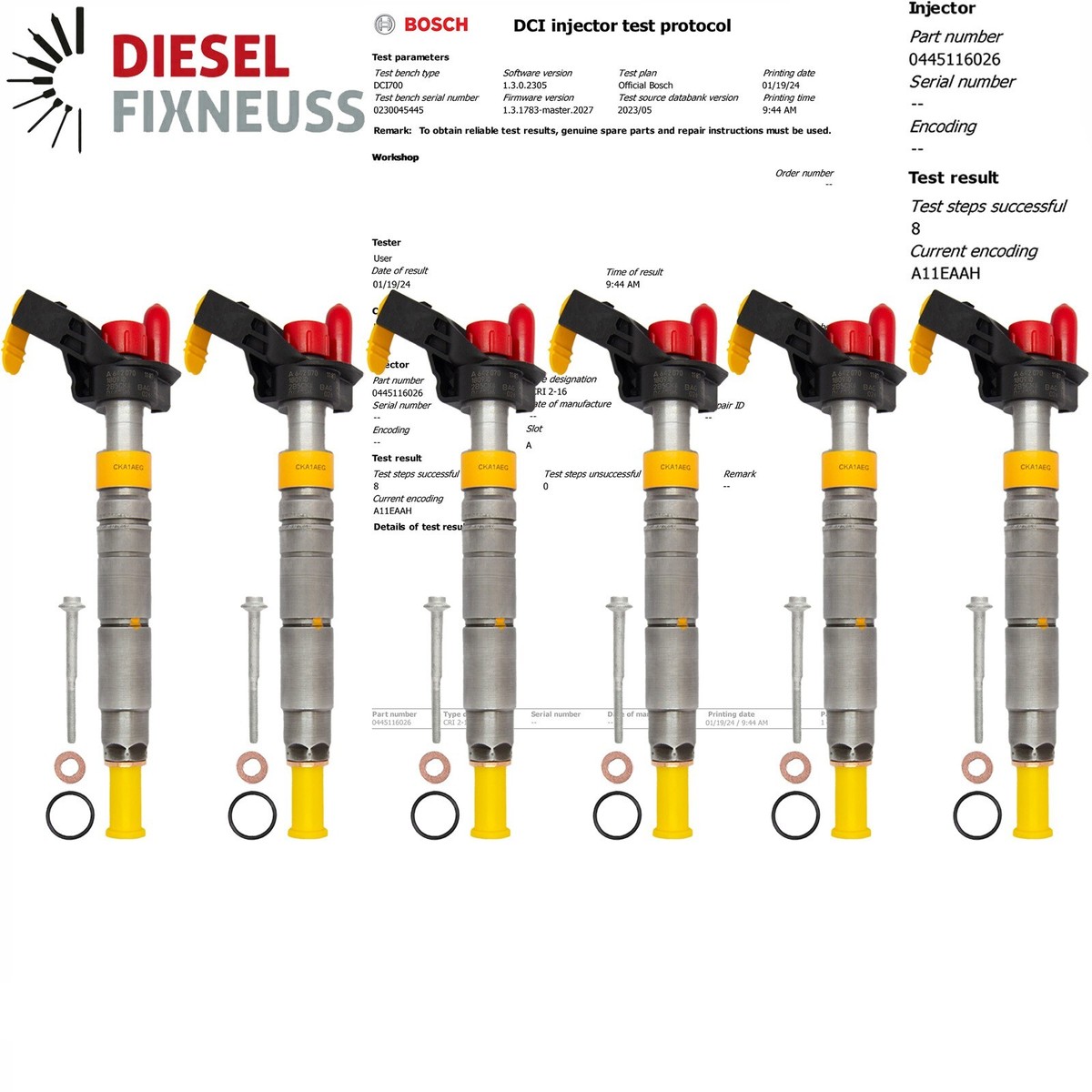 6x Injektor Einspritzdüse 0445116026 Mercedes Benz C E GL GLK 