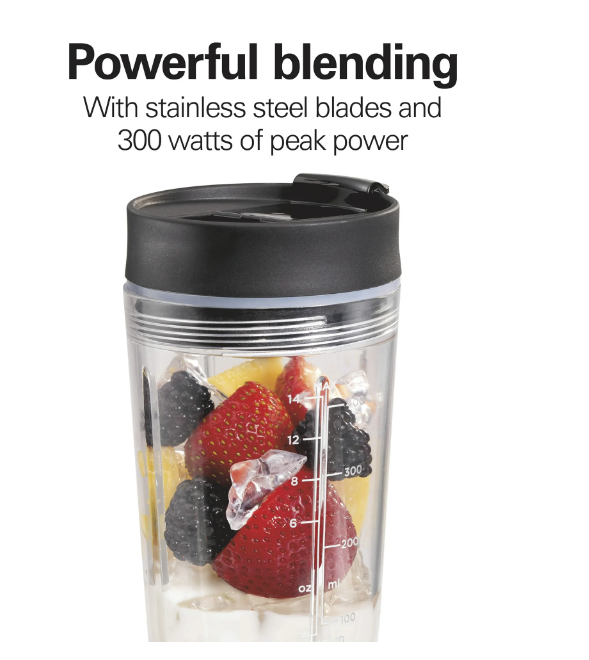 Hamilton Beach Personal Blender with LeakProof Travel Lid, 14 oz. jar