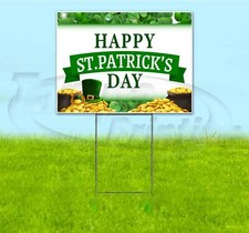 HAPPY ST. PATRICK'S DAY 18x24 Yard Sign WITH STAKE Corrugated Bandit USA HOLIDAY