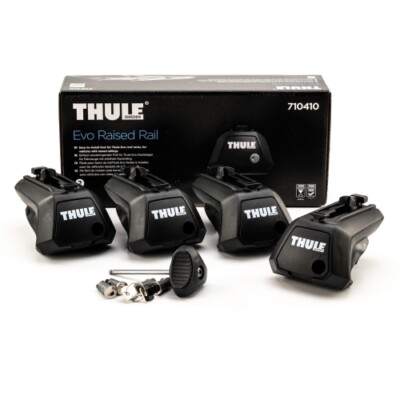 THULE 7104 Evo Raised Rail Fußsatz für freistehende offene Dachreling - 4 Füße