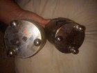 Vintage Brass or Nickel? And Cobalt Candle Holders Made In India Seashell Design — photo 3