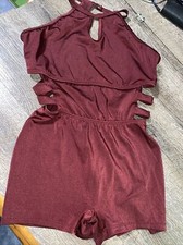 Premier collection body wrappers Sz large burgundy halter leotard dance Shorts