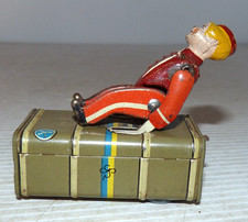Vintage Gescha Tin Litho Wind Up Toy Express Boy Bell Hop Luggage Estate Find 