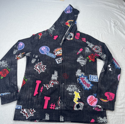 iCandy  Girls Rule  Hooded Long Sleeve Top  Large NWT Graphic Hoodie Shirt