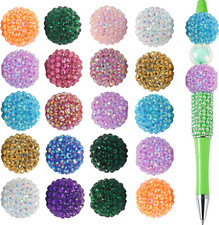 40Pcs 20Mm Rhinestone Beads for Pens, Beaded Pens Beads for Jewelry Making Mixe