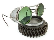 Antique Dockson Green Sunglasses Goggles Vtg Old Cool Steampunk Safety Glasses D