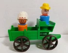Vtg Fisher Price Little People WESTERN TOWN GREEN CARRIAGE WAGON Cowboy Indian
