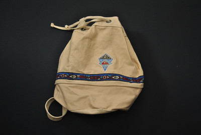 VTG Quicksilver Backpack Tan Canvas Rucksack Drawstring Bag 90s 925BL