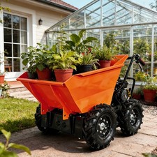 660lb Loading Wheel Barrow Gas Powered 6.5 Hp Wheel Drive Dumper Garden Cart Epa