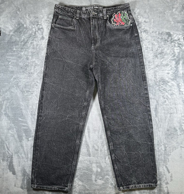 Ninth Hall Ambush Jeans Mens 34x30 (34x27) Black Eagle Snake Embroidered Y2K