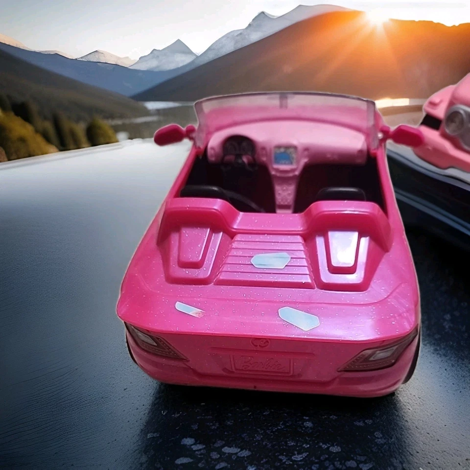 Barbie 2016 Mattel Glam Pink Glitter Convertible 2 Plazas Muñeca Coche con Cinturones de Seguridad Foto 4 de 4