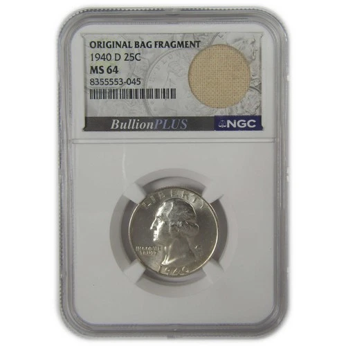 1940 D Washington Quarter MS 64 NGC Original Bag Fragment SKU:I22603