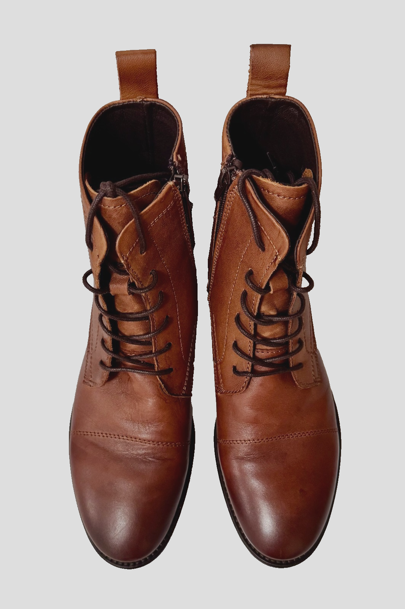 ALDO Theophilis | Men's Brown Leather Boots | Lace‑Up + Side Zip