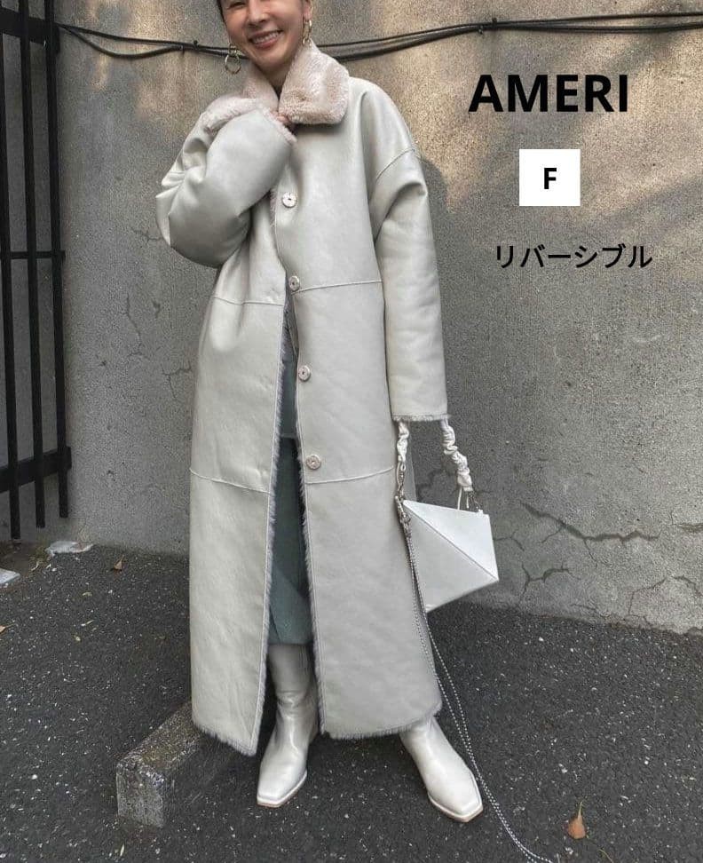 AMERI Reversible Faux Shearling Coat Ivory Beige … - image 1
