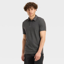 Men's Striped Pique Polo Shirt - All In Motion Dark Gray M NWT