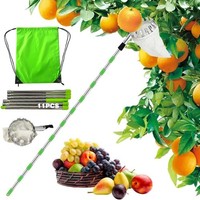 ObstpflüCker Teleskopstiel 4,25M Edelstahl Garten Werkzeug Mit Baumwollbeutel