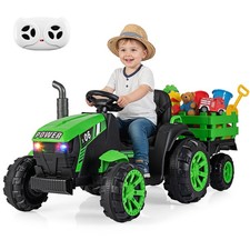 COSTWAY 24V Ride On Tractor Kids Electric Vehicle with RGB LED Headlights