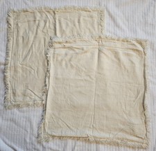 Set of 2 Beige Fringed Euro Pillow Shams 20x20in Modern Solid Cotton
