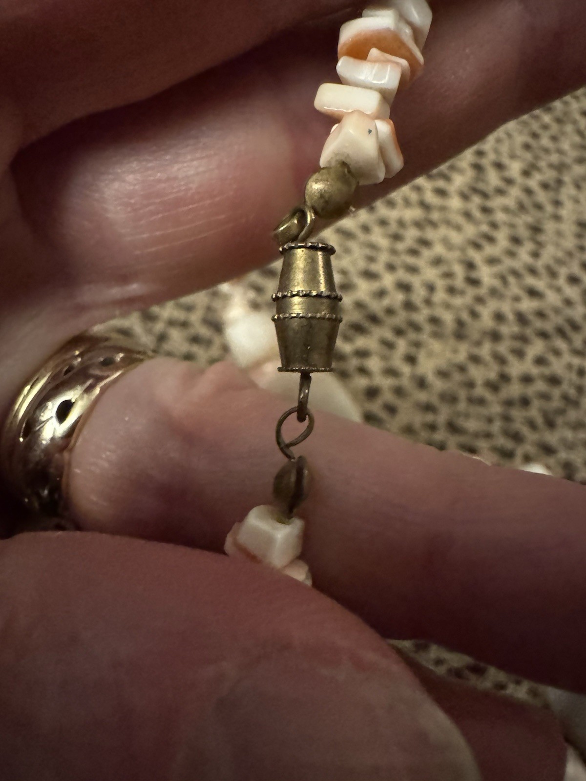 Vintage artisan pink shell statement necklace boh… - image 6