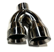 Stainless Twin 4 Out 2.5 Inlet 9 Long Dual Wall Exhaust Tip Dual Wall Return Stainless Twin 4 Out 2.5 Inlet 9 Long Dual Wall Exhaust Tip Dual Wall Return