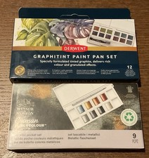 Derwent Graphitint Winsor  Newton Metallic Watercolor Lot Used