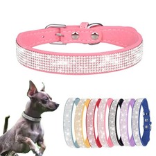 XXS Dog Collar with Rhinestones, Glitter Diamond Fancy Crystal Pretty Jewel P...