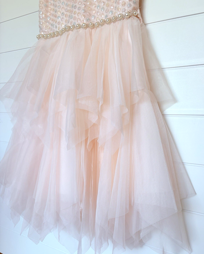 American Princess Mädchen Partykleid rosa Tüll Pailletten Perlen Größe 10 Blumenmädchen - Bild 6 von 16