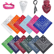 Bandana 100 Cotton Paisley Print Double-Sided Scarf Head Neck Face Mask 22x22 in