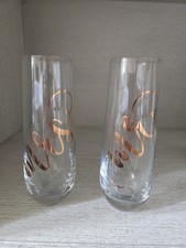 Mr. Mrs. Champagne Flute Set Wedding Glasses for Bride Groom - Rose Gold Font