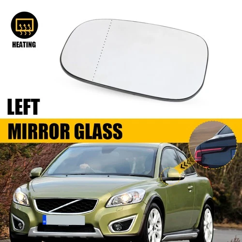 Left Driver Side Heated Mirror Glass with Backing Plate for Volvo C30 S40 C70