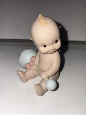 KEWPIE DOLL FIGURINE New Baby holding RATTLE 1992 JESCO O'NEILL Porcelain 