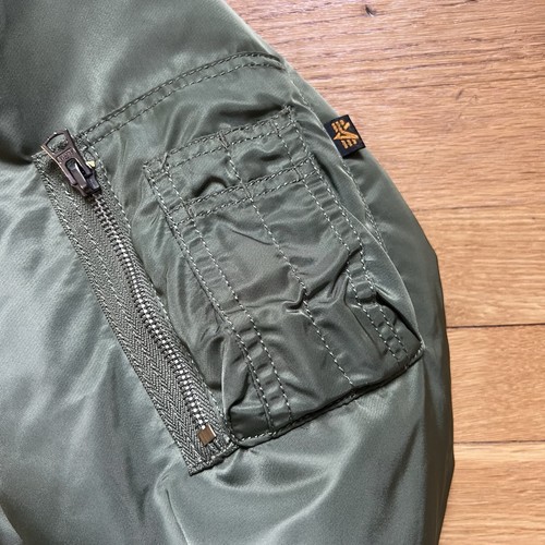 Alpha Industries Flight MA-1 Green/ Orange Bomber Jacket - Men’s Size L - Picture 10 of 10