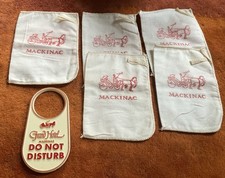 Vtg MACKINAC Lot - Grand Hotel Door Hanger DO NOT DISTURB & Shoe Polish Cloths