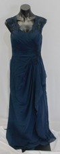 Azazie Women's Gladys Queen Anne Lace Chiffon Dress JL3 Dark Navy Size A6 NWT