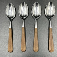 Ekco ETERNA EKS28 Stainless Wood Teaspoon 6 1/8 inch Lot of 4
