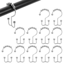 12Pcs Shower Curtain Hooks, Metal Double Glide Shower Rings, Matte Nickel