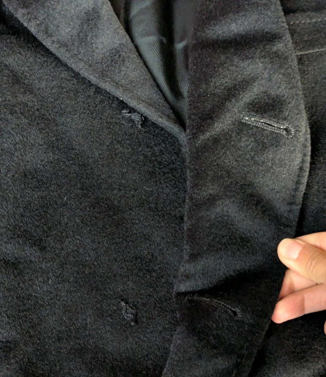 Hickey Freeman Coat Mens 44 Long 100% Wool Black Overcoat Jacket- Union Made - product detail image 9