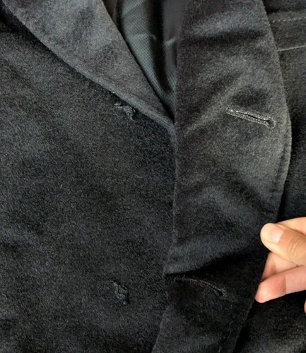 Hickey Freeman Coat Mens 44 Long 100% Wool Black Overcoat Jacket- Union Made  image 9