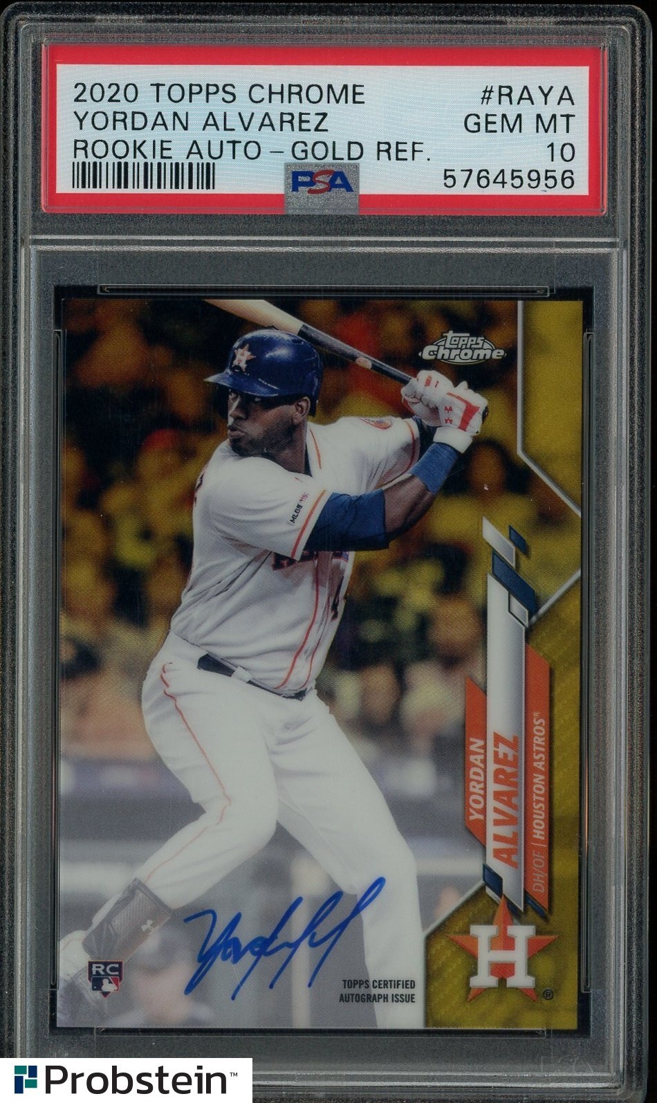 2020 Topps Chrome Gold Refractor Yordan Alvarez RC ON CARD AUTO /50 PSA 10 view 1