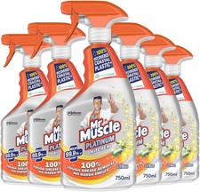 Mr Muscle Kitchen Cleaner, Platinum Antibacterial Spray, Citrus, 750ml Pack of 6