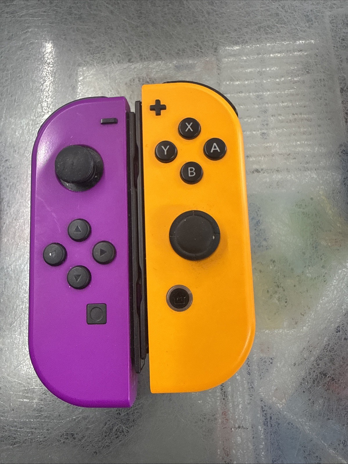 Nintendo Switch Joy-Con Controllers Neon Purple / Neon Orange Work Worn