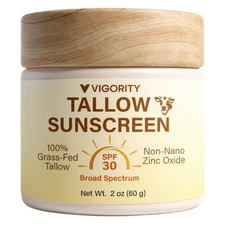 Beef Tallow Sunscreen with Clear Zinc: Non-Toxic SPF 30 Sunscreen - Face & Body