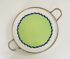 Art Deco gr&uuml;ne Theodor Paetsch Keramik Tortenplatte Spritzdekor Theodor Paetsch
