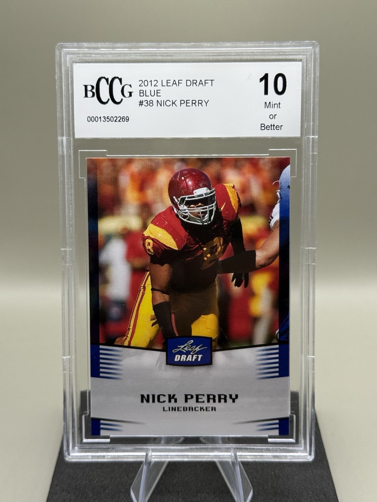 Leaf 2012 Draft Blue Nick Perry #38 BCCG 10 USC Trojans NCAA Football