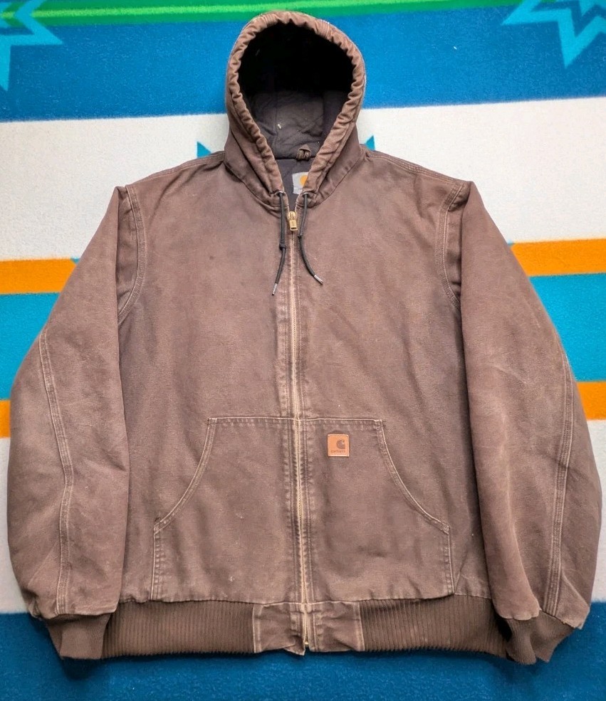 Carhartt J130 Detroit Jacket Hoodie Insulated Duck Canvas XL Tall Dark Brown