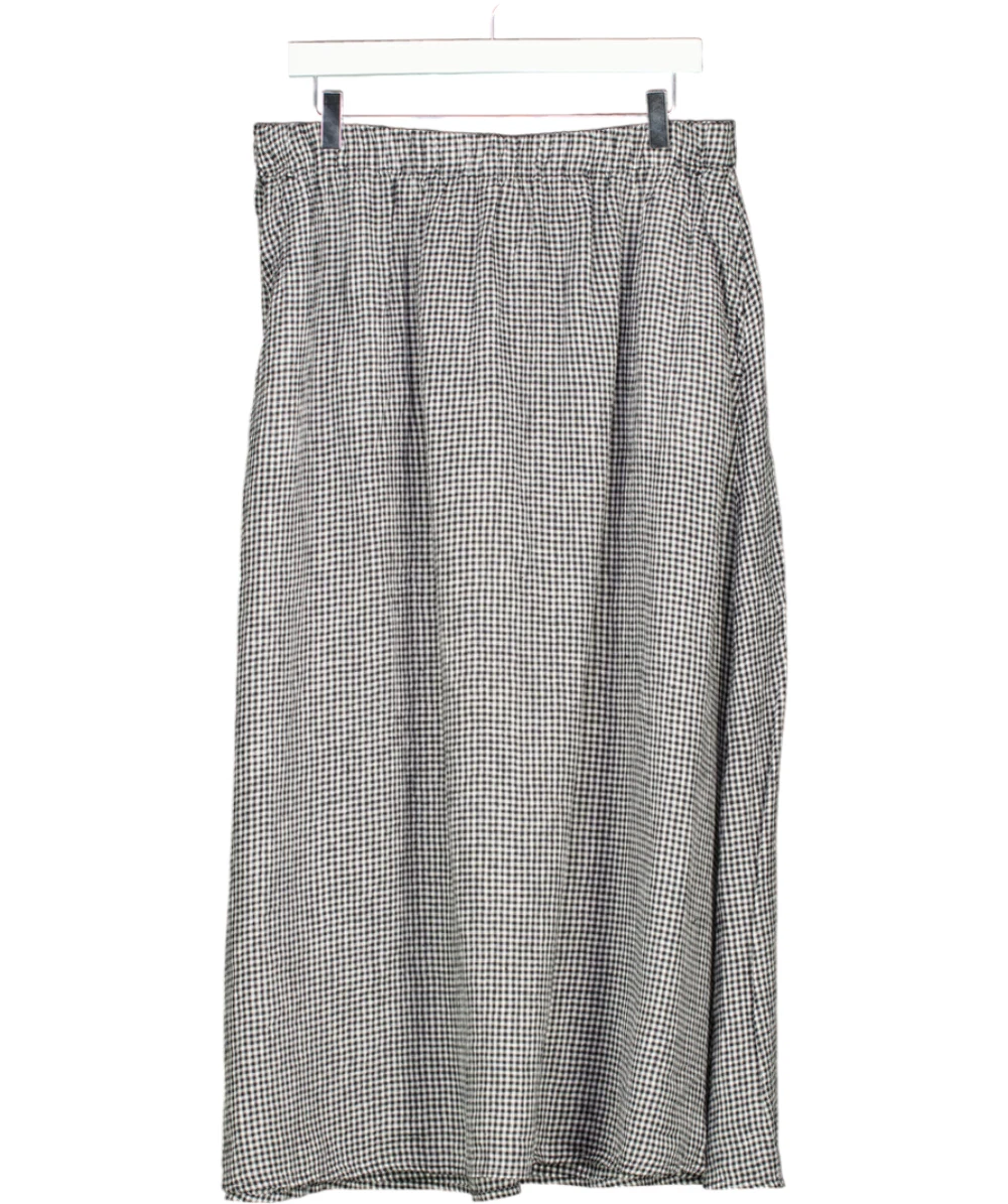 EILEEN FISHER Black Puckered Organic Linen Pocket Midi Skirt UK M