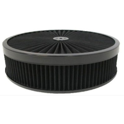 CJ Classics Air Cleaner Black Round Super-Flow 14'' X 3'' With Washable Black Filt